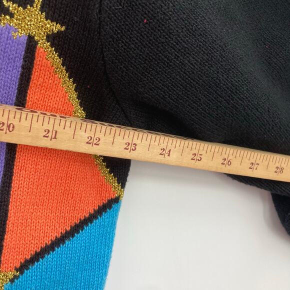 Vintage Storybook Knits Cardigan Sweater Angel Cathedral Patchwork Holiday 1X - Picture 7 of 11